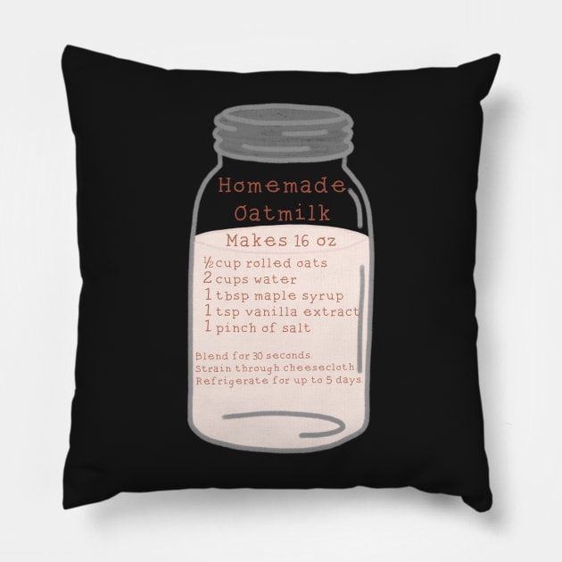 Oat Milk Recipe Mason Jar Pillow by JuneNostalgia