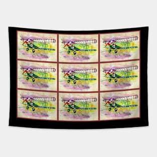 Biplane : Pop Art Abstract Whimsical Collage Print Tapestry