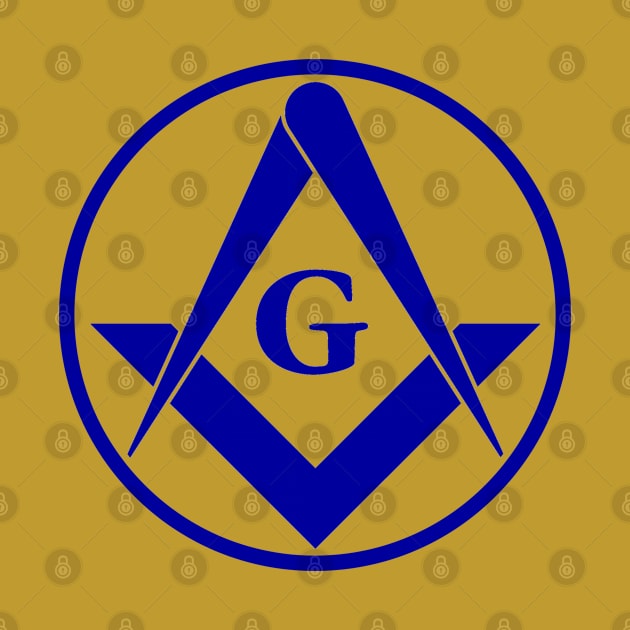 Freemason Blue Square and Compass in Circle Frame Masonic by Hermz Designs