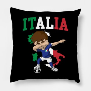 Italia Italian Soccer Boy Italy Flag Map Pillow