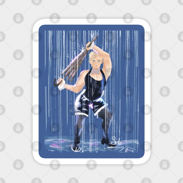 Aziraphale Dancing in the rain Magnet by AC Salva