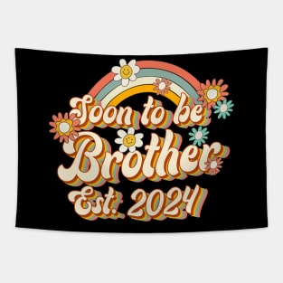 Soon To Be Brother Est. 2024 Family 60s 70s Hippie Costume Tapestry