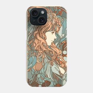 Maiden with flowers in her hair close-up pattern Phone Case