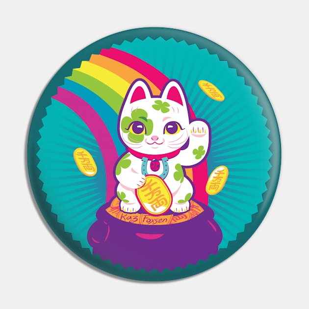 Maneki Neko Lucky Cat Pin by Kaz_Foxsen