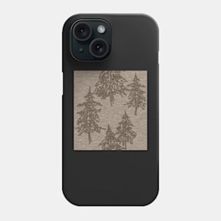 Evergreen Trees - Brown Linen Texture Phone Case