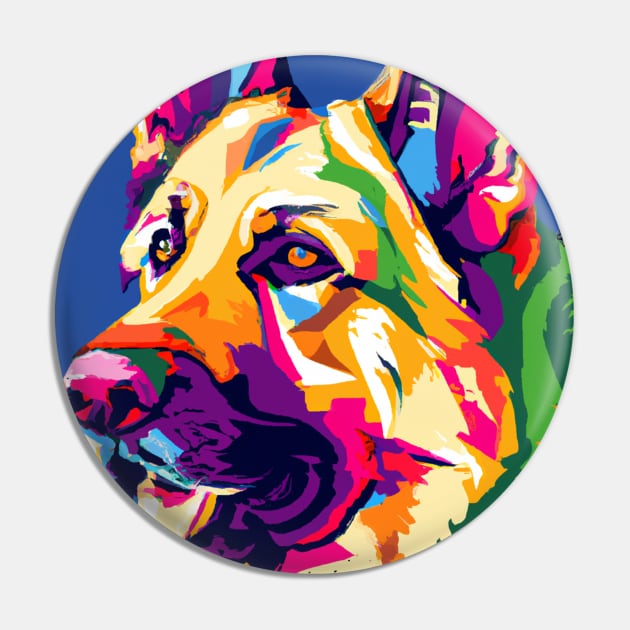 German Shepherd Dog Pop Art - Dog Lover Gifts Pin by PawPopArt