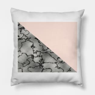 Peach and silver marble metallic Pillow