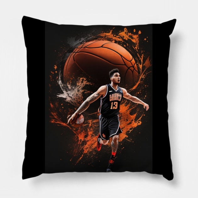 fottball with football player Pillow by AOAOCreation