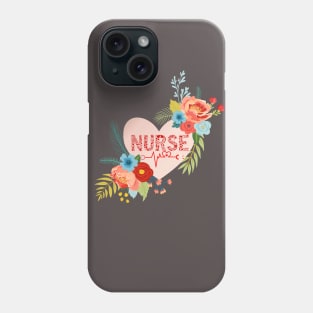 Floral nurse heart Phone Case