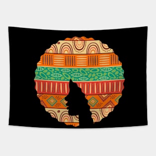 Afro Hair Woman with African Pattern, Black History Tapestry