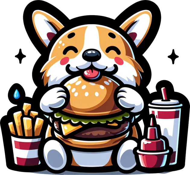 corgi eating fast food Kids T-Shirt by Ferdi Everywhere