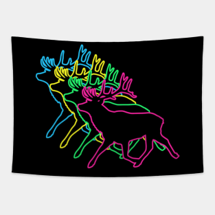 Deer 80s Neon Tapestry