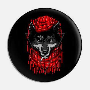 Bad Wolf Cartoon Red Pin