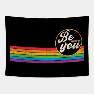 LGBTQ Be You Gay Pride LGBT Ally Rainbow Flag Retro Vintage Tapestry