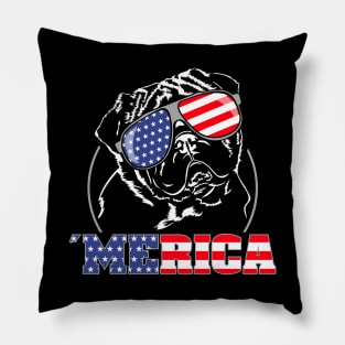 Proud Pug American Flag Merica patriotic dog Pillow