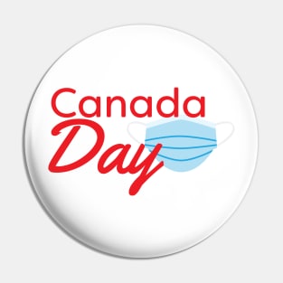 Canada Day 2020 - Red text and Blue face mask Pin