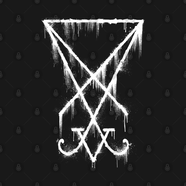 Lucifer Sigil - The Devil's Symbol White Grunge by GAz