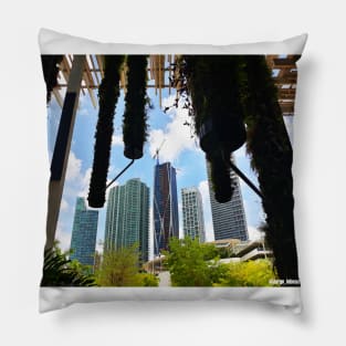 gardens in miami city the landscape of buildings Pillow