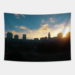 Boston skyline in sunset Tapestry