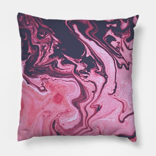 Fluid colored painting dark and pink Pillow