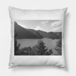 Landscape lake view and hills - Black and white photography Pillow