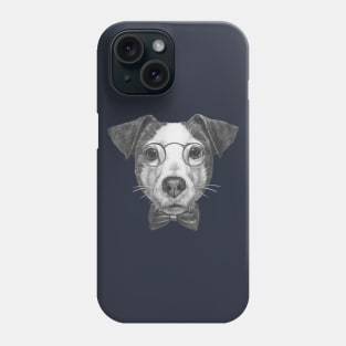 Jack Russell with glasses and bow tie Phone Case