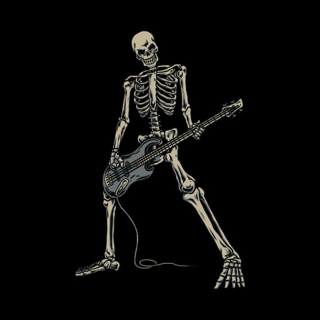 Skeleton Playing Guitar for Rock Music Lover Gift and Hardcore Music Fan Present by Arteestic