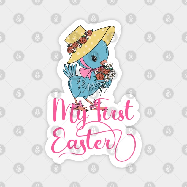 Cute blue chick My First Easter for Kids Magnet by ARTSYVIBES111