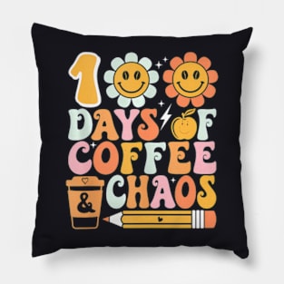 100 Days Of Coffee 100Th Day Of School Teacher Student Pillow