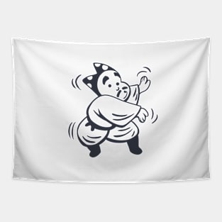 Flat design of a Funny Hyottoko dancer. Japanese traditions Tapestry