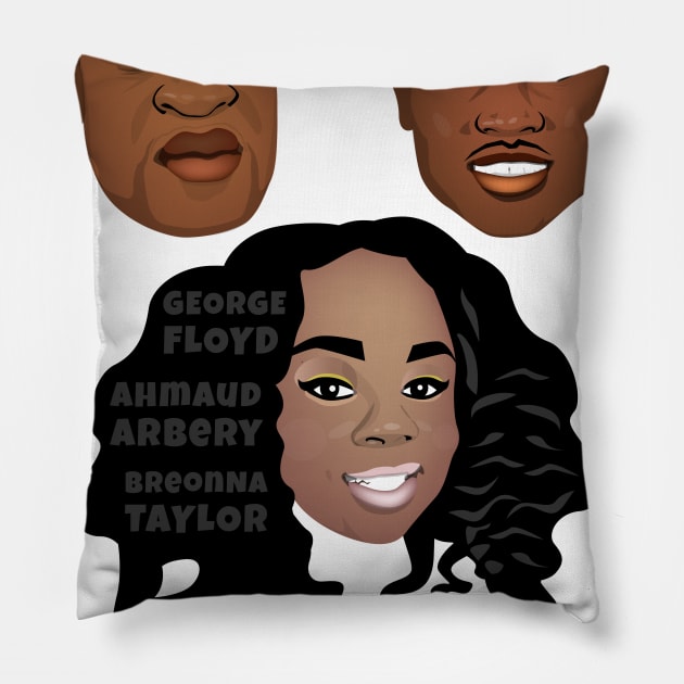 BLM George Floyd Ahmaud Arbery Breonna Taylor Pillow by OakBad