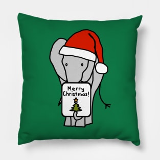 Big Elephant says Merry Christmas Pillow