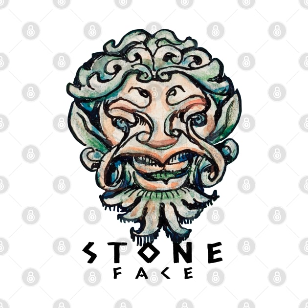 Stone Head Antique Sculpture Face by KewaleeTee