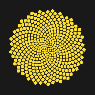 Yellow Sunflower Fibonacci Seed Spiral T-Shirt