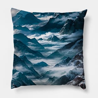 Mountain Valley under Winter Snow Pillow