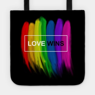 Love Wins Rainbow Gay Lesbian Pride Equality Freedom Peace Colourful Gift Tote