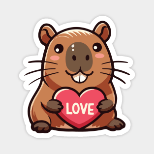 Cute capybara hold heart Magnet