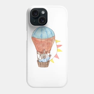 Rabbit on hot air balloon Phone Case