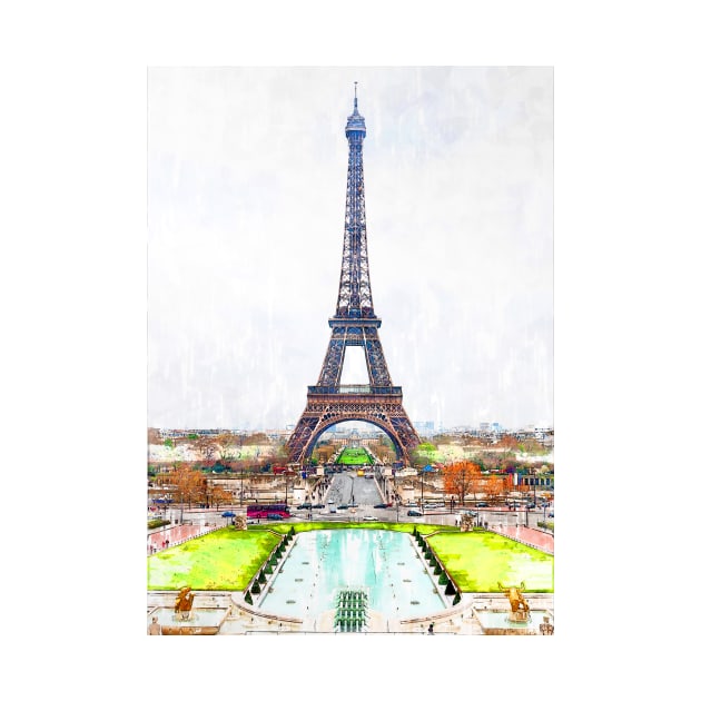 Eiffel Tower Water Pond. For Eiffel Tower & Paris Lovers. by ColortrixArt