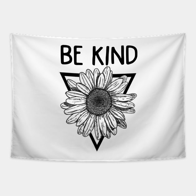 Be Kind Hippie Sunflower Tapestry by Raul Caldwell