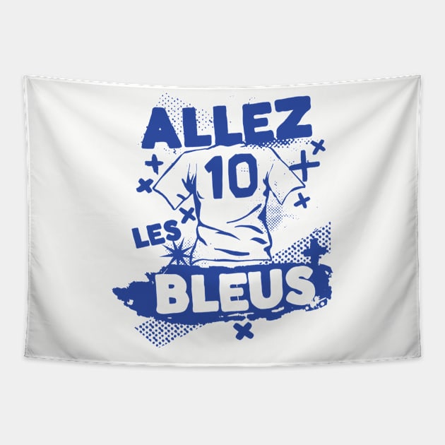 Vintage French Football // Retro Grunge France Soccer // Allez les Bleus Tapestry by SLAG_Creative