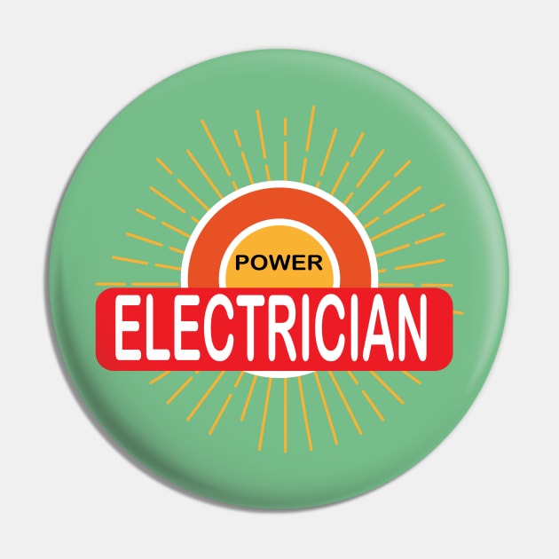 Power Electrician Red white design for Electricians Pin by ArtoBagsPlus
