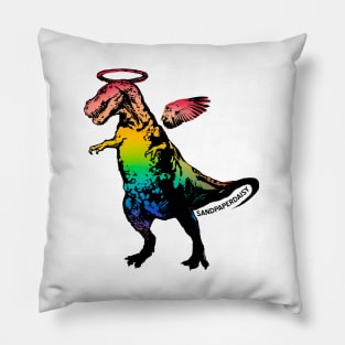 Rainbow Angel T-Rex winged halo dinosaur lgbt gay pride Pillow