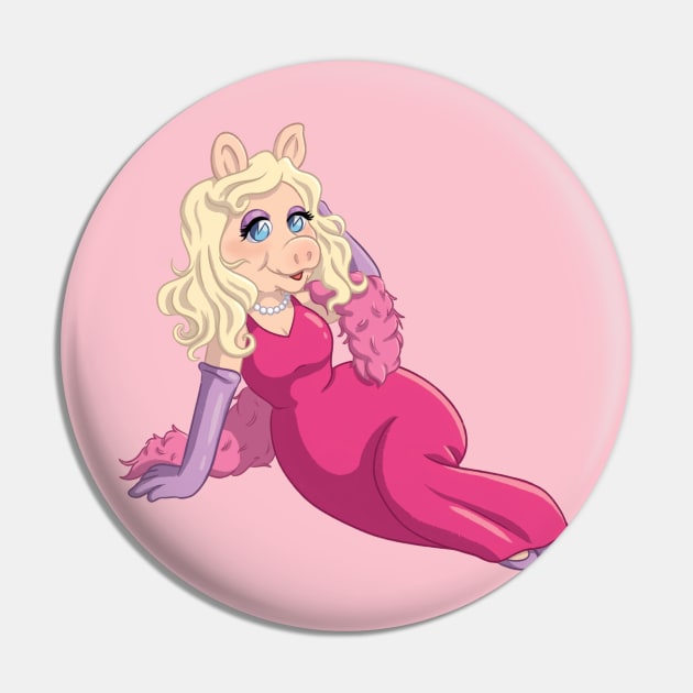 Miss Piggy Pin by jfeldmanart