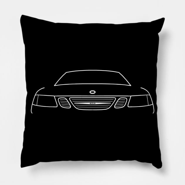 Saab 9-3 classic car white outline graphic Pillow by soitwouldseem