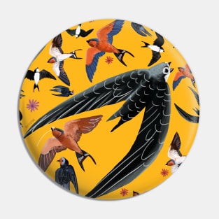 Swallows and swift pattern (Yellow) Pin