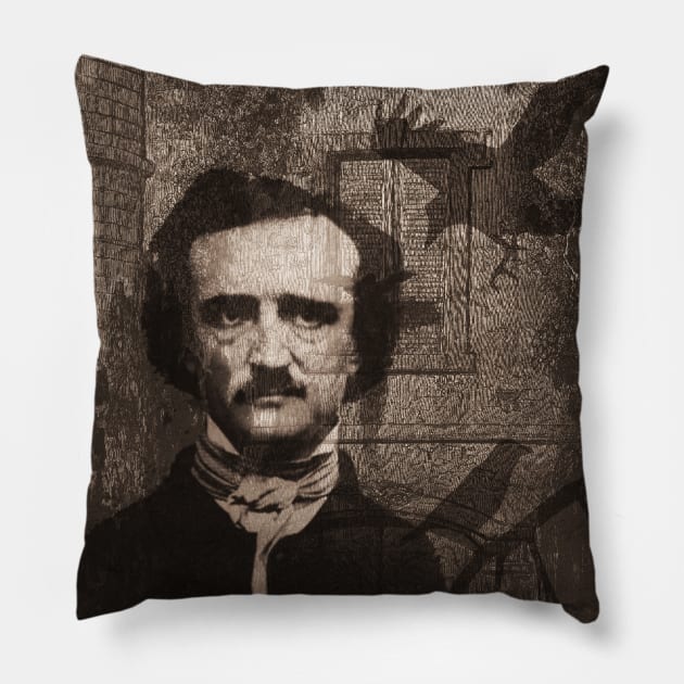 Edgar Allan Poe Pillow by valentinahramov