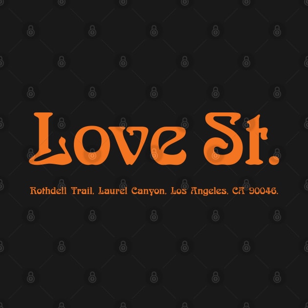 Vintage Laurel Canyon Rothdell Trail (Love Street) 1960's retro orange print by retropetrol