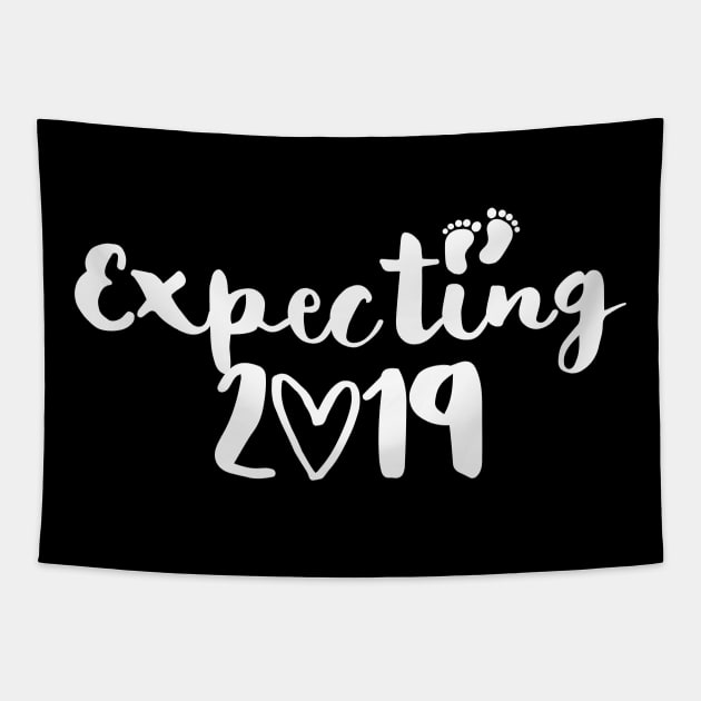 Expecting 2019 Footprints Tapestry by chrissyloo