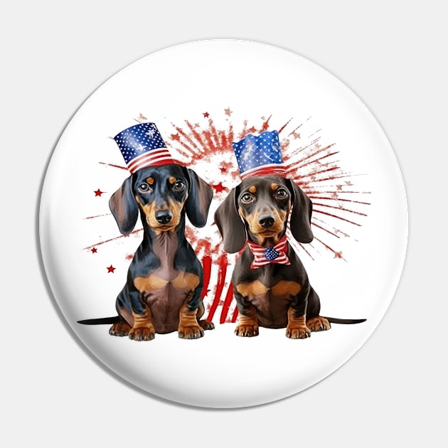 4th of July Dachshund Dogs #1 Pin by Chromatic Fusion Studio